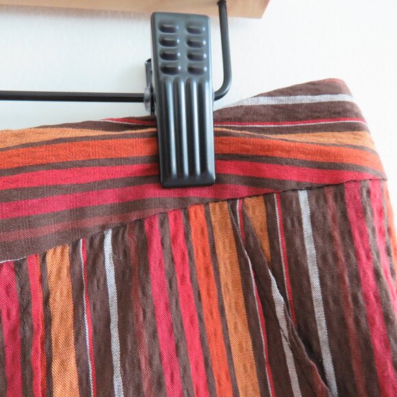 ROSIE ASSOULIN Striped Seersucker Retro High Waist Pants Red Brown Retro - Picture 5 of 16